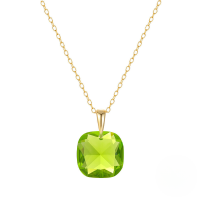 wholesale S925 Sterling Silver Luxury Sparkling Crystal Pendant Zircon Inlaid Choker Necklace, French Style-Gold-Green 925 Silver