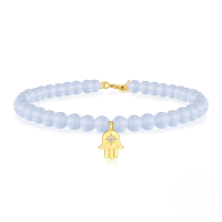 wholesale 925 Sterling Silver New Aqua Blue Chalcedony Handmade Beaded Bracelet With Zircon Accents, European French Style Diy Accessories For Christmas-Gold#3 925 Silver