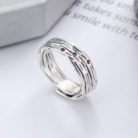 wholesale S925 Sterling Silver Retro Minimalist Irregular Pink Small Design Creative Open Ring for Women-YFJ502/approx. 4.4g Adjustable opening