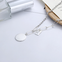wholesale S925 Sterling Silver Trendy Hip-Hop Style English Round Pendant with Square Charm Linkage Choker Necklace-YL246/approx. 13.5g>925 silver