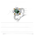 wholesale 925 Silver, Silver Xing Hui Jewelry Green Zircon 7*5 Chamfered Square Stone Ring, Niche Factory Direct Supply-0-3