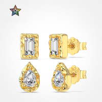 wholesale Sterling Silver Hot Selling Bestseller Trendy Luxury High-End Geometric Trillion Cut Zircon Waterdrop Design Earrings for Ear Care-DY1D0463-SG-WH 925 silver