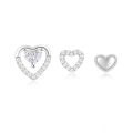 wholesale 925 Sterling Silver New Heart-shaped Diamond Inlaid Stud Earrings, Korean Style, Minimalist and Versatile-0-6