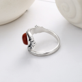 wholesale S925 Sterling Silver Retro Auspicious Ruyi Shank Creative Inlay Southern Red Elegant Adjustable Ring-0-2