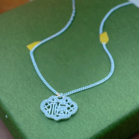 wholesale 999 Silver Chinese Style Hollow Openwork Full Diamond Lucky Ruyi Lock Pendant Necklace, Small and Fashionable Elegant Collarbone Chain-Pure Silver Fortune Lock Necklace Pure Silver