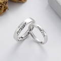 wholesale S925 Sterling Silver Korean Style Minimalist Forever English Romance Couple's Adjustable Open Ring-0-0
