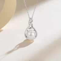 wholesale Fine Silver S999 with Phoenix Tail Design Inlaid with Diamonds and Freshwater Pearls, Fashionable and Elegant Necklace with a Sense of Sophistication, Collarbone Chain for Gift-Giving-Pure Silver Phoenix Tail Pearl Necklace Pure Silver