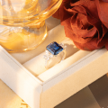 wholesale S925 silver plated with 18k gold, classic royal blue 4-carat lab-grown sapphire women's ring, a bestseller-0-3