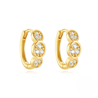 wholesale S925 Sterling Silver Geometric Rhombus Zircon Marquise Stackable Versatile Ear Cuffs-Gold#4 925 silver