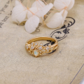 wholesale S925 silver plated with 14K gold French vintage light luxury style Australian opal ring-0-5