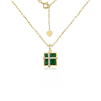 wholesale [925 Sterling Silver] Summer fashion women's small square black jade gemstone pendant, uniquely designed with a sense of luxury, ins pastoral style series-gold