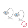 wholesale 925 Sterling Silver Evil Eye Ear Studs with Zircon Ear Clips, Luxury High-EndWholesale Jewelry-0-8