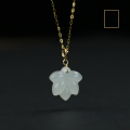 wholesale 18K gold with certificate, natural Hetian jade pendant wholesale, AU750 jade maple leaf white jade small pendant accessory-0-0