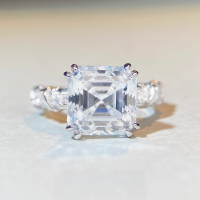 wholesale S925 Silver 5ct D Color Moissanite Cross Square Halo Ring for Cross-Border E-Commerce-MS030-5 carats (Moissanite)  9