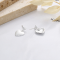 wholesale S925 Sterling Silver Korean Style Minimalist Heart Matte Finish Fashion Trendy Stud Earrings for Women-0-2