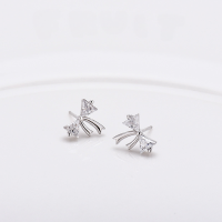 wholesale S925 Sterling Silver Cute Mini Diamond Bow Earrings, Girly and Fresh Sweet Jewelry Wholesale-Platinum 50 pieces minimum order [out of stock]  925 silver