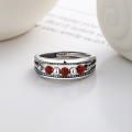 wholesale S925 Sterling Silver Multi-layer Red Agate Rotatable Ring, Stylish and Trendy Internet-Famous Dynamic Index Finger Ring-0-2