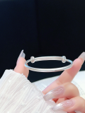 wholesale 999 Sterling Silver Bow Middle-to-Older Children's Bracelet for Girls, Elementary School Kids, Silver Jewelry, Single Piece-0-19