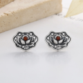 wholesale S925 Sterling Silver Retro Antique Hollow Filigree Lotus Three-Dimensional Pattern Ethnic Bohemian Artistic Earrings for Women-0-2