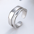 wholesale S925 Sterling Silver Korean Style Personalized Ins Niche Double-Layer Hollow Disco Minimalist Open Adjustable Ring for Women-0-1