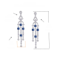 wholesale [] 925 Silver Gold-Plated Lab-Grown Sapphire Earrings for Women with Fringe, TikTok Live Hot Sale-0-5