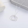 wholesale S925 Sterling Silver Korean Style Minimalist Ins-inspired Square Pendant Layered Necklace, Small Batch Design Elegant Collarbone Chain-0-2