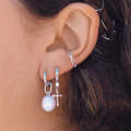 wholesale S925 Sterling Silver Star Moon Opal Inlaid Cross Earring Hoop-0-4