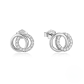 wholesale 925 Sterling Silver Double Hoop Zircon Inlaid Elegant Earrings, Korean Style Minimalist Design-0-4