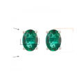 wholesale S925 silver plated with 18k gold classic minimalist four-prong setting oval 5*7mm lab-grown Zambian emerald earrings for women-0-5