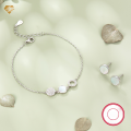 wholesale S925 Silver Jewelry Set Cross-Border Hot-Selling Earrings Inlaid with Natural Mother-of-Pearl Round Fashion Versatile Ins Style Bracelet-0-1