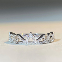 wholesale S925 Sterling Silver Crown Ring for Women, Stackable and Versatile with Zircon, Factory Direct-White-CBJZ330 8