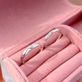 wholesale S925 Sterling Silver "Palpitate with Delight" Couple's Rings, a Pair of Men's and Women's Heart Matching Bands, Light Luxury High-End Valentine's Day Gift-0-2