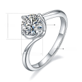 wholesale S925 Sterling Silver Plated Bud Moissanite Ring D Color with Certificate 1 Carat Moissanite Engagement Ring Cross-Border Hot Sale-0-4