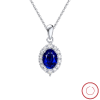 wholesale S925 Sterling Silver Jewelry, Yunchian Luxury Extra Sparkling Zircon Necklace, Elegant Vintage Blue Gemstone Necklace-Special grade 5A blue zircon, white 4A zircon, chain length 45CM 925 silver