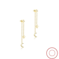 wholesale 925 Sterling Silver Chain Inlaid Diamond Star Moon Tassel Ear Studs Fashion Sweet Korean Style Elegant Earrings-0-3