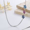 wholesale S925 Sterling Silver Retro Resin Enamel Flower Color-blocking Chain Minimalist Fresh Pendant Necklace for Women-0-0