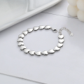 wholesale S925 Sterling Silver Korean-style Creative and Unique Flat Heart Linkage Chain with a Girly and Trendy Design, Versatile Bracelet for Women-0-1