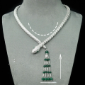 wholesale 925 Silver Gold Plated High Carbon Diamond Treasure Family Serpent Muzo Green High-end Jewelry Party Necklace for Women-0-1