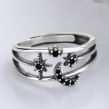 wholesale S925 Sterling Silver Fashion Korean Style Star Moon Ring Trendy Forest Style Ins Element Vintage Open Ring-0-1