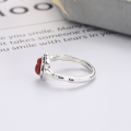 wholesale S925 silver antique vintage inlaid southern red agate peace gourd personalized design ethnic fashion ring-0-2