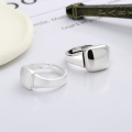 wholesale S925 sterling silver Korean minimalist geometric square brushed smooth ring, simple and fashionable open-ended finger ring-0-1