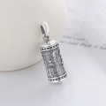 wholesale S990 pure silver ethnic-style retro antique heavy-duty six-word mantra cylindrical Gau box with pendant-0-2