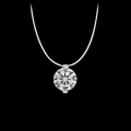 wholesale S925 Silver Mermaid Tears 2ct Moissanite Necklace, Versatile Pendant Chain with Delicate Transparent Invisible Fish Line-0-3
