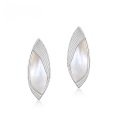 wholesale Sterling Silver Geometric White Shell Stud Earrings for Women,-0-0