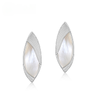 wholesale Sterling Silver Geometric White Shell Stud Earrings for Women,-925 silver