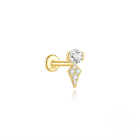 wholesale S925 Sterling Silver Pearl Butterfly Spiral Cartilage Ear Stud With Geometric Zircon Inlay-Single gold #9