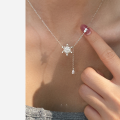 wholesale S925 Sterling Silver Sweet Forest-style Snowflake Diamond-inlaid Teardrop Pendant Necklace Elegant Christmas Necklace for Women Y01339-0-0
