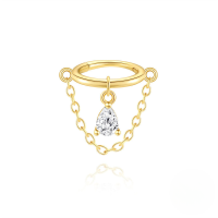 wholesale S925 Sterling Silver Geometric Zircon Accent Tassel Chain Cartilage Ear Cuff-Single gold #1