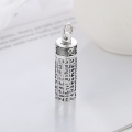 wholesale Metal S990 pure silver ethnic style heavy-duty cylindrical six-syllable mantra Prajna Heart Sutra Gau box DIY pendant-0-2