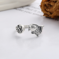 wholesale S925 silver retro antique-style Fu character koi ethnic fashion creative design open ring-0-3